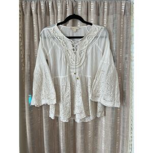 Michael Kors winter white peasant top